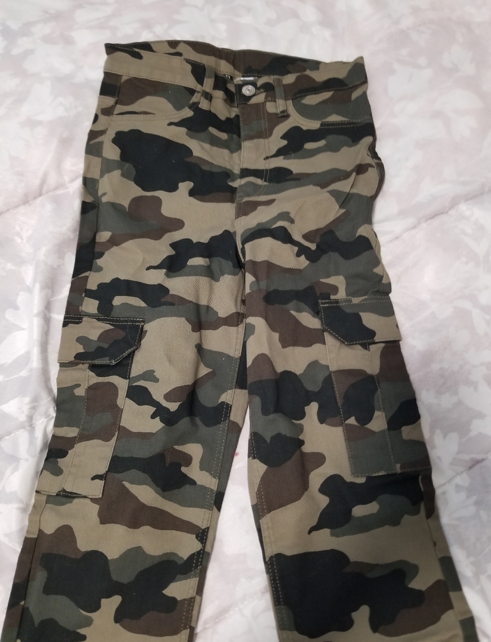 Girls Camo Cargo Pants - Green/Brown/Black